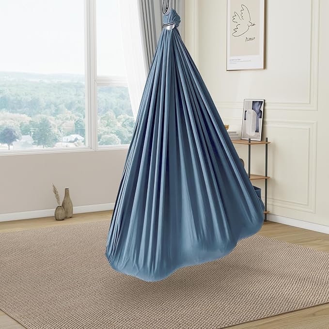 Sensory Swing, Indoor Outdoor Cuddle Hammock for Kids and Adults, with Heavy Duty Hardware, 360° Swivel, Calming Swing for Autism, ADHD and Sensory Integration