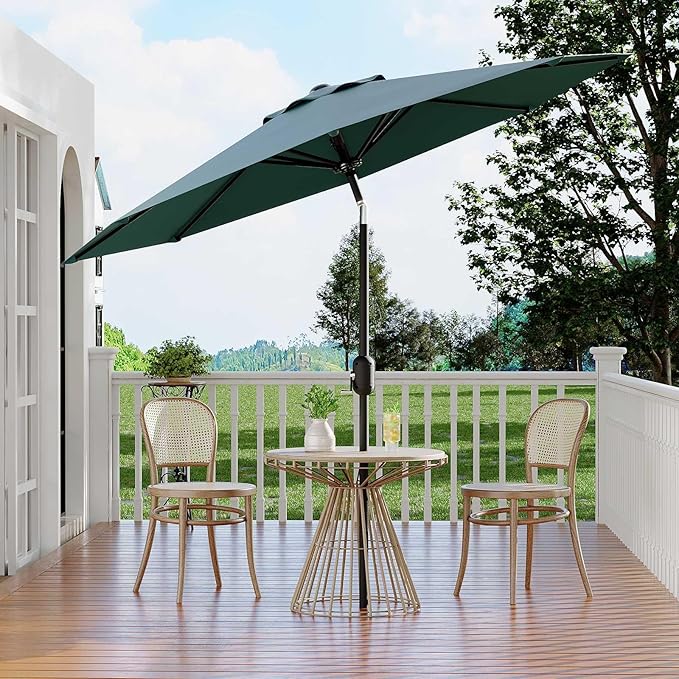 Garvee 10 ft Patio Umbrella - 8 Sturdy Ribs Outdoor Table Umbrella with Crank Lift & Push Button Tilt - Market Umbrella for Pool, Deck, Yard, Garden - Turquoise