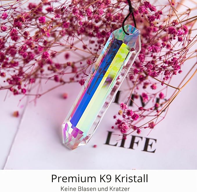 3 Pack 5" Large Crystal Prisms Suncatcher for Window AB Colored Sun Catcher | Indoor Window,Hanging Crystals,Rainbow Maker Prisms For Home Garden Christmas Tree Decor,with Hooks & Cord,Gift For Women