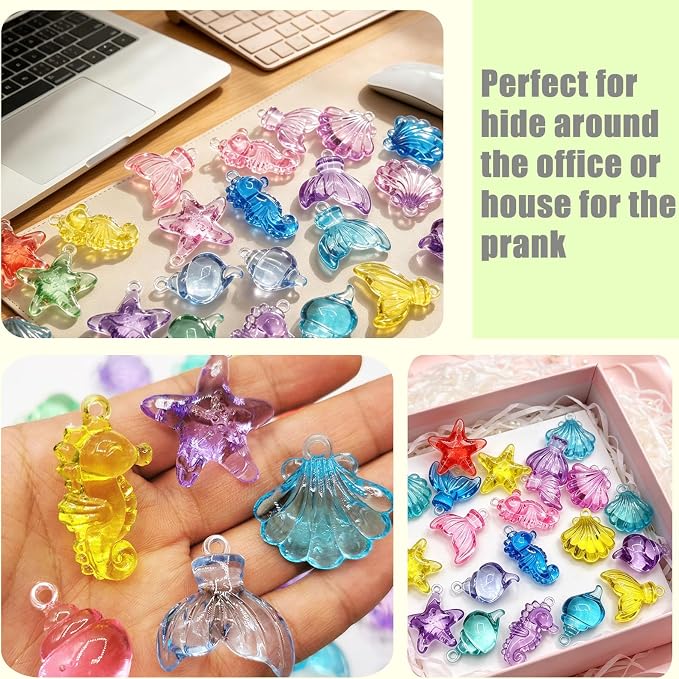 70 PCS Seashells Ocean Sensory Bin Filler, Mini Resin Animal Figures | Mini Resin Seashell Diving Gems Vase Fillers for Fish Aquarium Fairy Garden Table Decorations