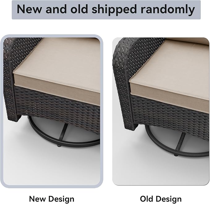 Kurapika 9 Pieces Patio Furniture Set, Rattan Sofa Set, Outdoor Conversation Sets w/Swivel Rocking Chairs Patio Sectional Sofa w/4 Inch Cushion, Sand