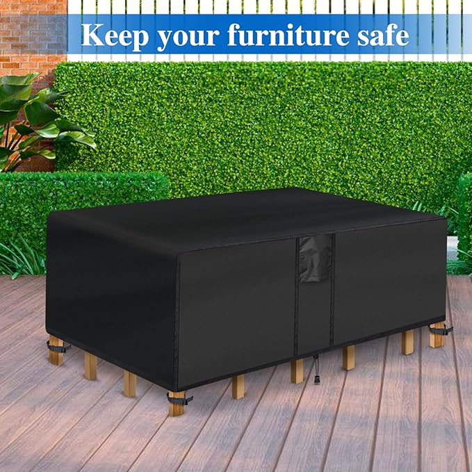 Outdoor Coffee Table Cover - Waterproof Rectangular Patio Coffee Table Cover (36L x 22W x 18H inches, Black) Patio Furniture Covers for Outdoor Furniture