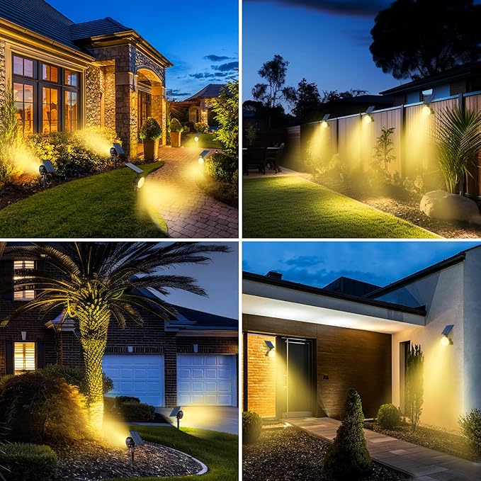 nipify Solar Spot Lights Outdoor Waterproof, Landscape Spotlights | Warm White, 4 Pack/53 LED/3 Modes, Adjustable Solar Panels, Auto On/Off, Uplights Lighting for Outside Tree Yard Flag Garden