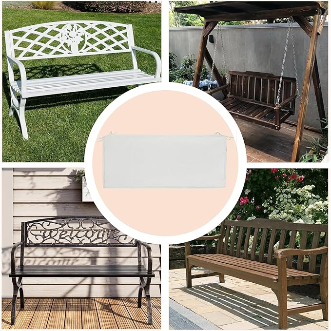 Magpie Fabrics Patio Bench/Swing Cushion Slip Cover 48 x 18 x 3 Inch, Water Resistant UV Protection Outdoor Furniture Loveseat Replacement Cushion Cover with Zipper (Recycled Cream White)