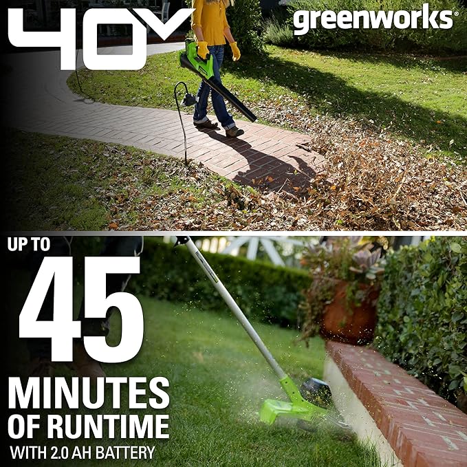 Greenworks Pro 80V 21" Brushless Cordless Lawn Mower, 4.0Ah Battery and 60 Minute Rapid Charger Included & 40V Cordless String Trimmer and Leaf Blower Combo Kit, 2.0Ah Battery and Charger Included