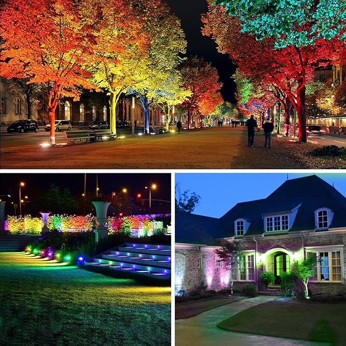 LED Flood Light Outdoor, 500W Equivalent 5000LM Smart RGB Landscape Lighting with APP Control, DIY Scenes - Timing - Warm White 2700K - Color Changing Uplight, IP66 Waterproof, 43 Modes (4 Pack)