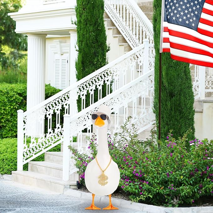 80s/90s Porch Goose Outfit Bucket Hat Halloween Goose Outfit for 17''/23'' Porch Statue Garden Patio Statue Decor