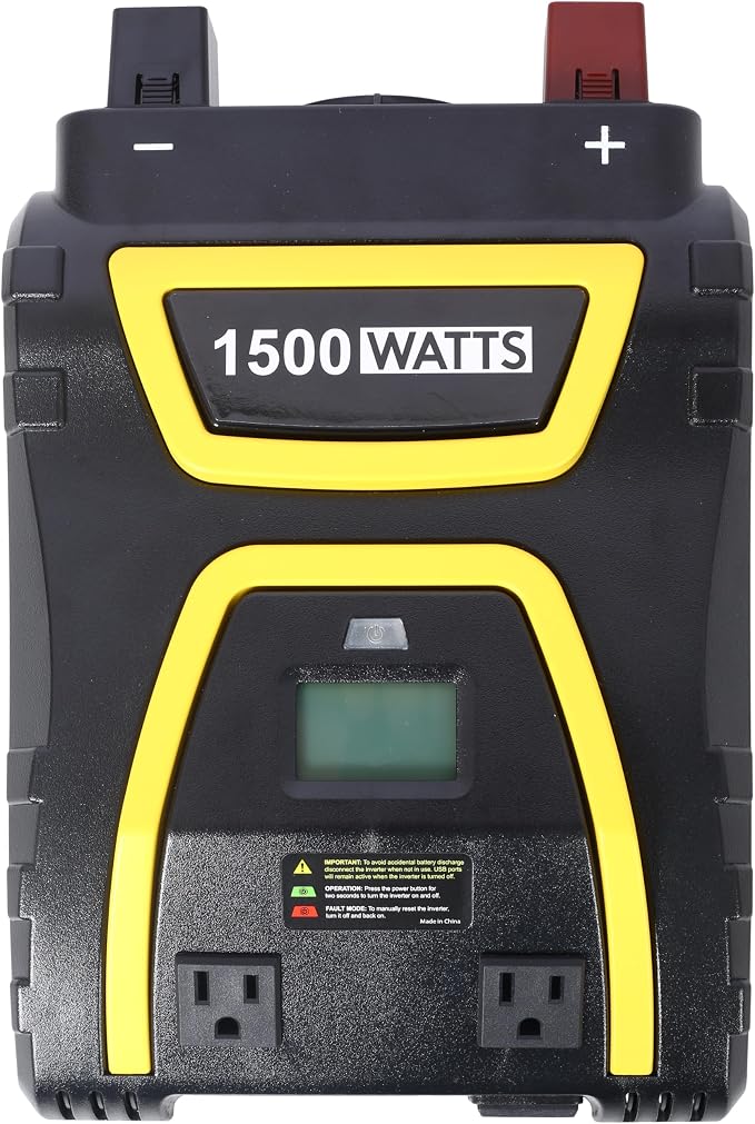 1500W Power Inverter 12V to 115V with LED Display, 3000W Peak Car Power Inverter for Truck RV Boat Modified Sine Wave with 3 AC Outlets and 3 USB Ports Inverter for Car and Emergency Power