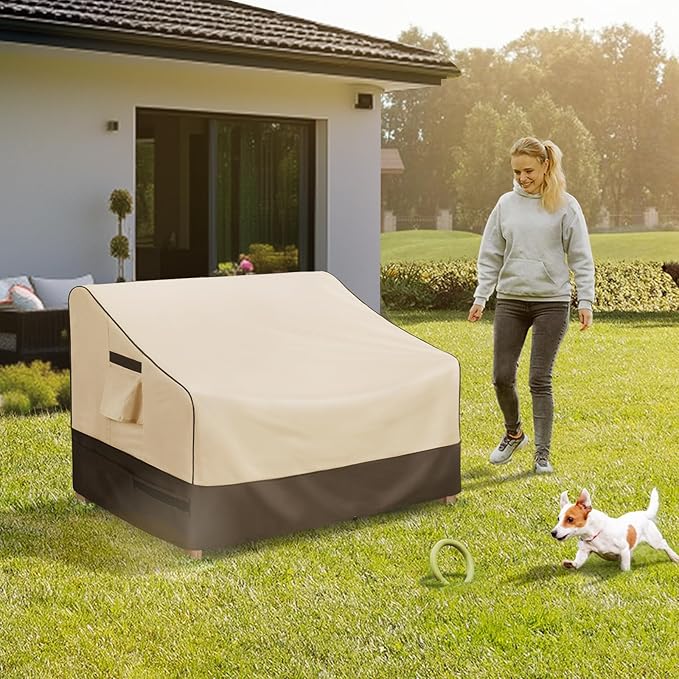 KylinLucky Heavy Duty Patio Sofa Cover 93W x 40D x 35H, Waterproof 3-Seater Outdoor Couch Cover for Loveseat & Bench with Air Vents, All-Weather Black Furniture Protector