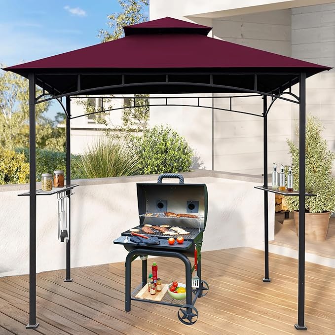 Coastshade Replacement Gill Gazebo BBQ Canopy Top for Model #L-GG001PST-F,8x5 Gazebo Grill Canopy BBQ Gazebos Top Only(Burgundy)