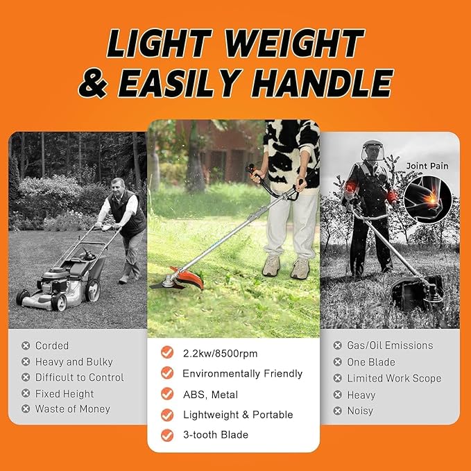 2 in 1 Gas Weed Eater, 52cc 2-Stroke Weed Eater Gas Powered, 2026 Upgraded Gas Weed Wacker with Extension Pole, 8500RPM Strong Power for Lawn Garden (Red)