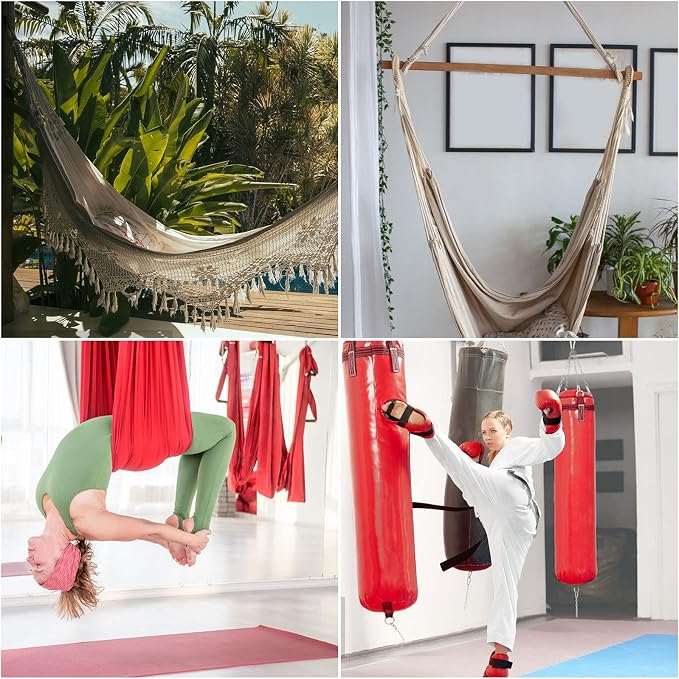 ABuff 1100 lb Heavy Duty Hammocks Hooks, 2 Pcs M8 Yoga & Brazilian Hammock Hanging Kit for Hammock Stands, Ceiling Hook for Hammocks Hanging Kit, Swing Hanging, Wall/Ceiling Mount, Indoor & Outdoor