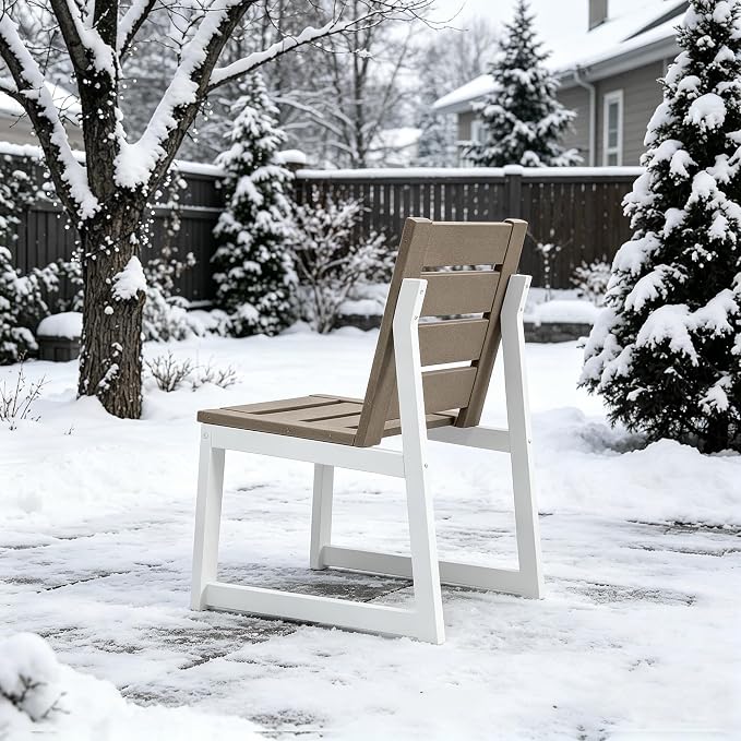 Costaelm Stinson 9-Piece Outdoor HDPE Patio Dining Table Set with Umbrella Hole & Dining Chairs for 8, Weathered Wood