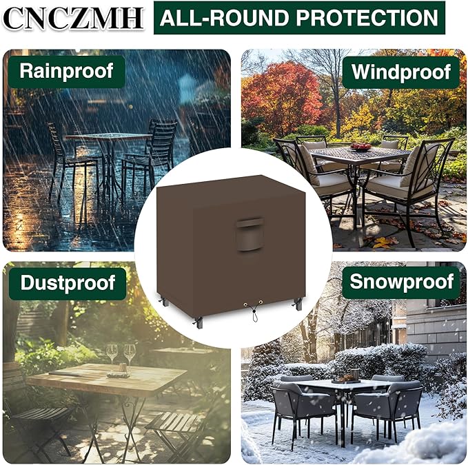 Heavy Duty Patio Furniture Covers Waterproof, 600D Outdoor Furniture Cover Waterproof for Sectional Sofa Couch, Outdoor Dining Table and Chair Set Covers 27''L x 22''W x 30''H, Brown