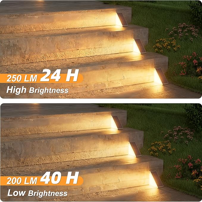 VOLISUN Solar Step Lights for Outside 8 Pack, Solar Stair Lights Outdoor Waterproof IP67,28 LED,240 LM,1200 mAH Outdoor Step Light,Outdoor Decor for Garden Stair, Deck, Front Step, Porch,and Patio