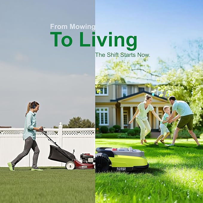 Robot Lawn Mower, RTK+AI Vision Robot Mower for Accurate Navigation & Obstacle Avoidance, No Perimeter Wire, Smart APP Control, Automatic Grass Cutting for Large Lawns, 55% Slopes, 52dB Quiet