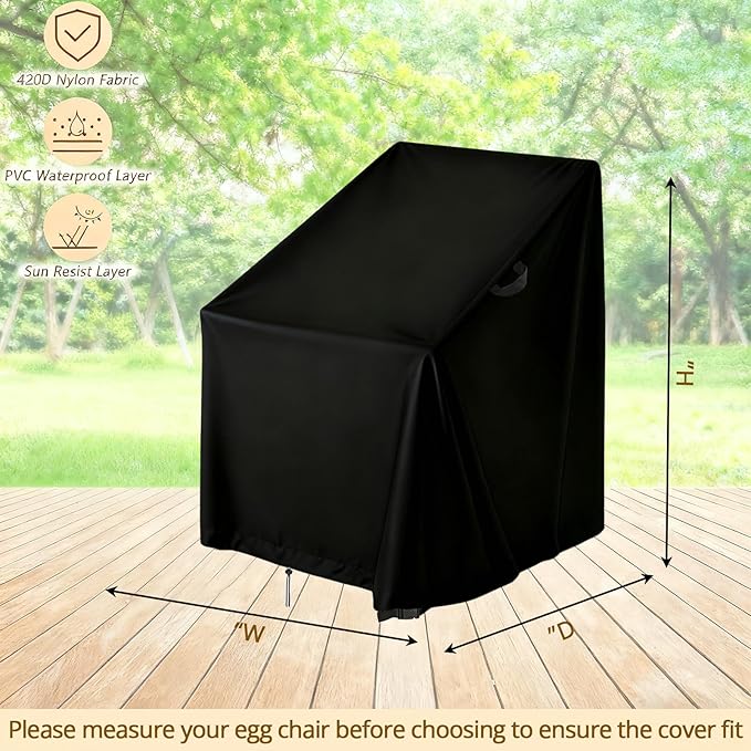 High Back Patio Chair Cover,Waterproof Covers for Stackable Dining Chairs,Outdoor Patio Furniture Seating Set Shield (29"W x 30"D x 36"H,1-Pc)