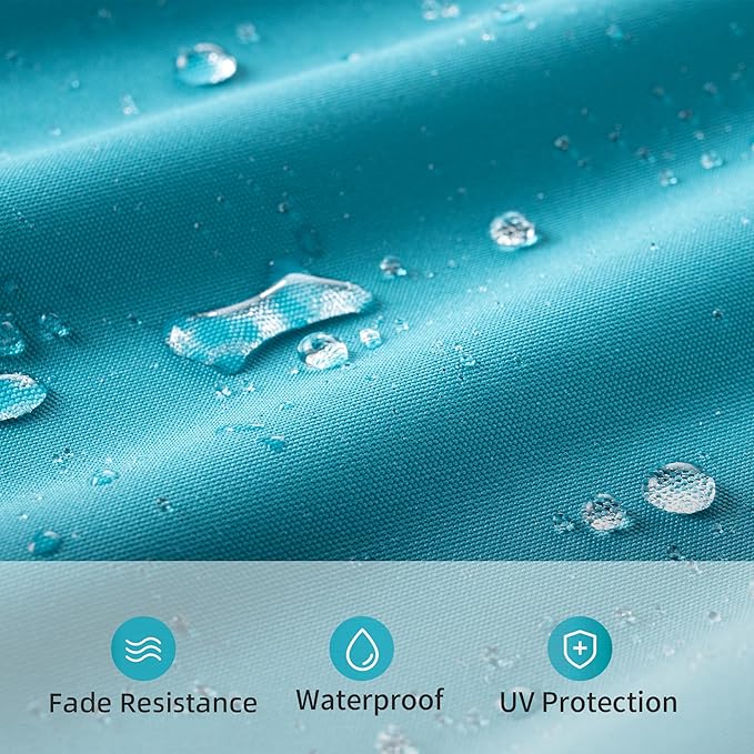 10 X 13 FT Cantilever Patio Umbrella with Base Included & Led Lights Outdoor Rectangle Offset Large Double Top Heavy Duty Umbrellas 360°Rotation for Pool Deck Backyard, Turquoise Green