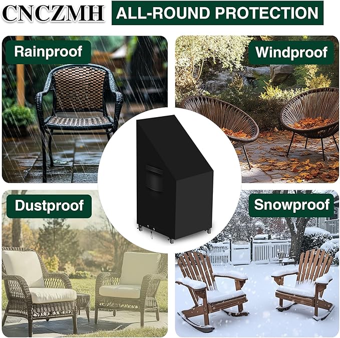 Heavy Duty Patio Chair Covers Waterproof Outdoor, 2 Pack 600D Patio Furniture Covers for Outdoor Rocking Swivel Adirondack Chairs, Lounge Deep Seat 27'' W x 27''D x 28''H/ 49''H Black