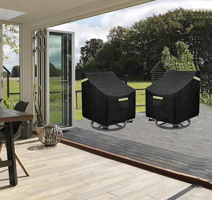 Outdoor Swivel Chair Cover 4 Pack,(29W x 31D x 38.5H inches )100% Waterproof Heavy Duty Outdoor Rocking Chair Covers, Patio Chair Covers Waterproof Patio Furniture Covers ( Black)