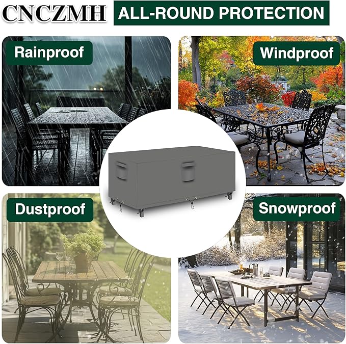 Heavy Duty Patio Furniture Covers Waterproof, 600D Outdoor Furniture Cover Waterproof for Sectional Sofa Couch, Outdoor Dining Table and Chair Set Covers 106''L x 80''W x 27''H, Grey