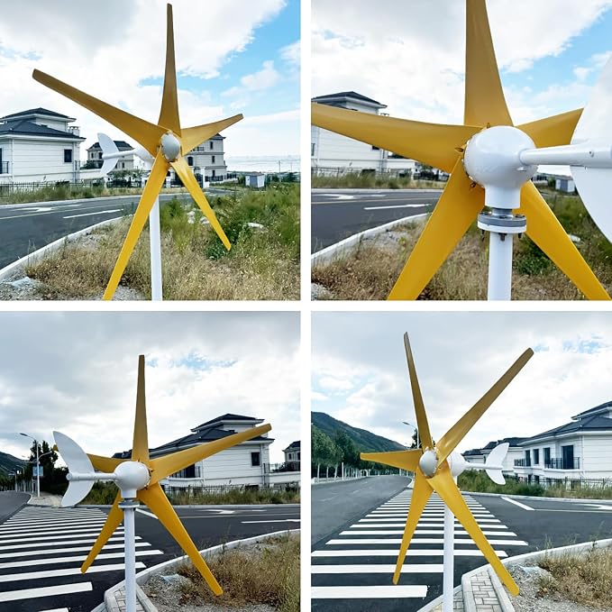 800W-1200W Wind Turbine Generator Kit - 12V/24V/48V with MPPT Controller & 5 Blades, Pure Copper Core, Ideal for Outdoor Power Solutions, Renewable Energy Windmill