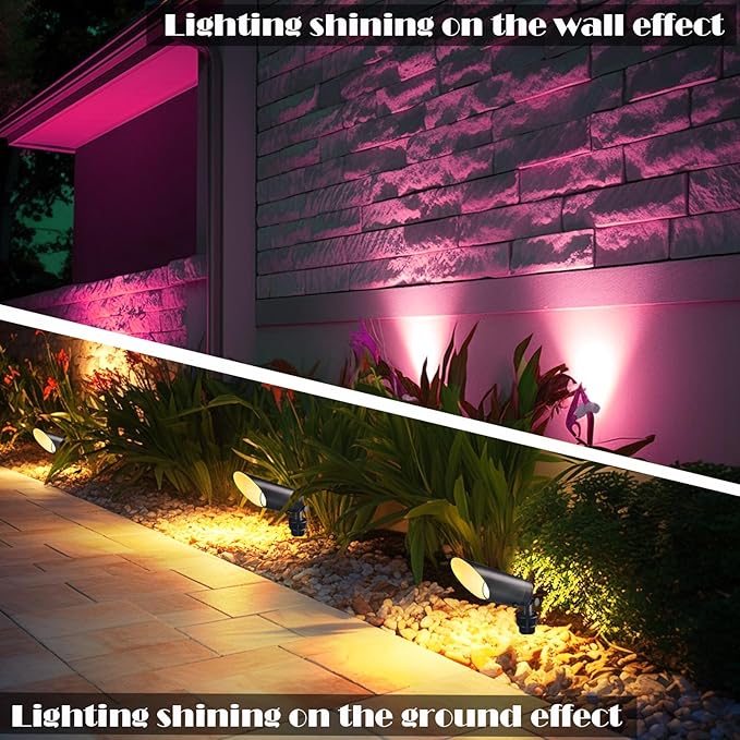 iYogaled RGB Low Voltage Landscape Lighting, IP65 Adjustable Aluminium Color Changing Landscape Lights with Remote, 12V Spot Lights Outdoor for Yard Garden Patio Lawn Decorative