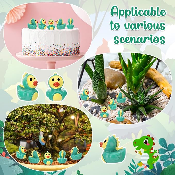 30 Pcs Dinosaur Ducks, Mini Dinosaur Resin Ducks Bulk, Cute Toy Figures for Birthday Party Favors Landscape Decorations (Dinosaurs Duck)