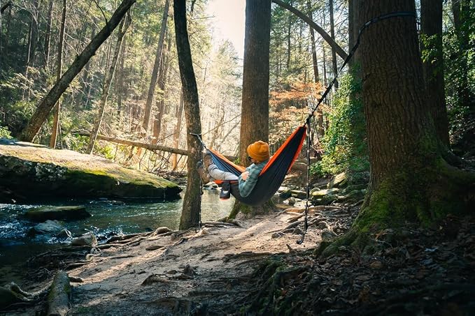 Lawson Hammock Double Parachute Nylon Camping Hammock for 2, Two Person 425lbs. Capacity, Durable Waterproof Construction (Grey)