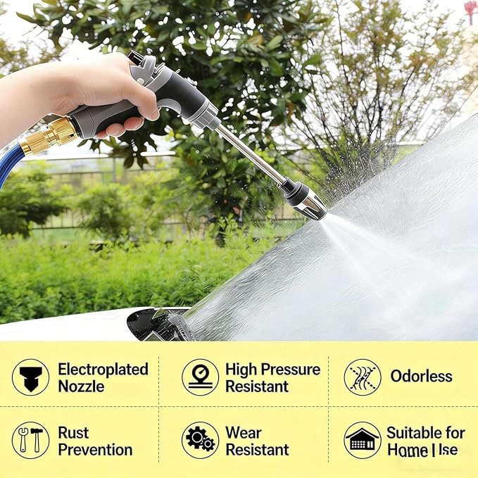 High Pressure Garden Hose Nozzle, Handheld Power Washer Spray Gun with 360° Rotating Nozzle, 3 Spray Modes & Foam Sprayer for Cars, Patios, Driveways and Outdoor Cleaning-Tool-Free Installation(1 Set)