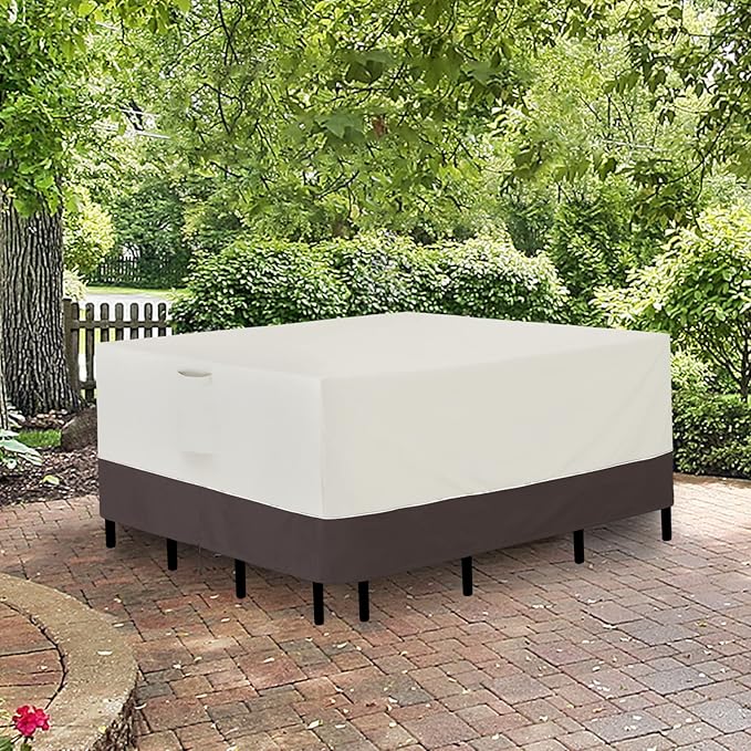 Easy-Going Patio Furniture Cover 56"x56" Square Outdoor Table and Chair Set Covers Waterproof UV Resistant Outdoor Sectional Sofa Set Covers, Beige/Brown
