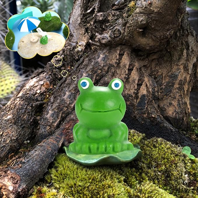 EKisemio 50 Pcs Mini Frog Garden Decor | Green Frog Figurines | Miniature Home Décor | Tiny Plastic Frogs | Fairy Garden Decor | Tiny plastic Frog to hide for Miniature Garden, Terrarium, Plant Pots, DIY Crafts
