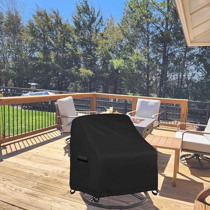 Outdoor Swivel Lounge Chair Cover 4 Pack, 600D Waterproof Heavy Duty Outdoor Chair Covers(30 W x 34 D x 38.5 H inches), Patio Swivel Chair Covers for Outdoor Furniture
