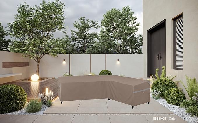 Heavy Duty Waterproof Outdoor L-Shaped Sectional Sofa Cover UV Resistant Patio Furniture Covers for Right Facing 4 Seater 85"L/58"R W X 33"D x 31" H Brown