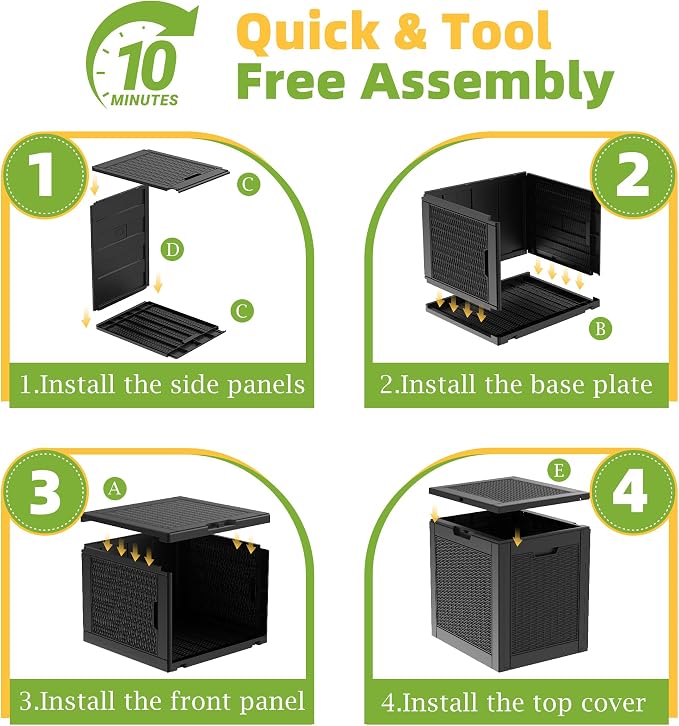 31 Gallon Waterproof Resin Deck Box, UV Resistant Outdoor Storage for Garden, Patio, Porch, Delivery(Black,31 Gallon)