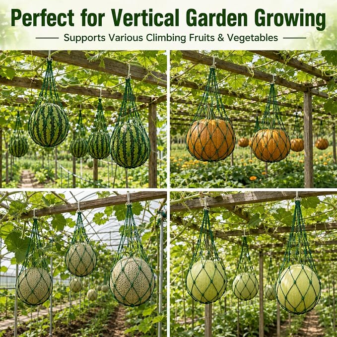 24 Pcs Watermelon Hammocks for Garden Trellis, Heavy Duty Melon Support Nets, Reusable Hanging Fruit Slings for Watermelon, Pumpkin, Cantaloupe, Squash and Vertical Gardening