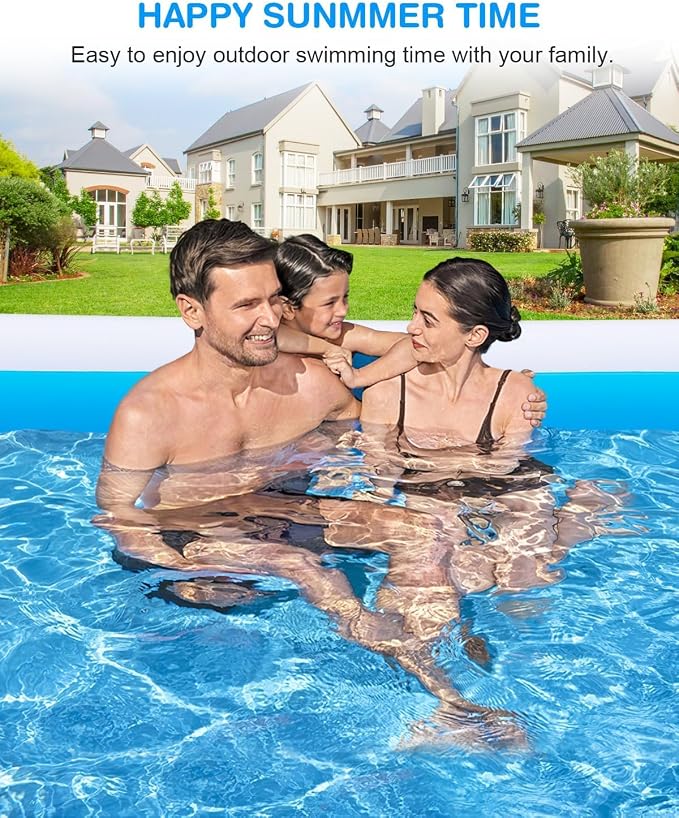 Large Inflatable Swimming Pool for Adults Kids - 120"x70"x22" Blow Up Pools Kiddie Pool, Oversized Thickened Family Inflatable Pools for Backyard Outdoor Garden Summer Water Party