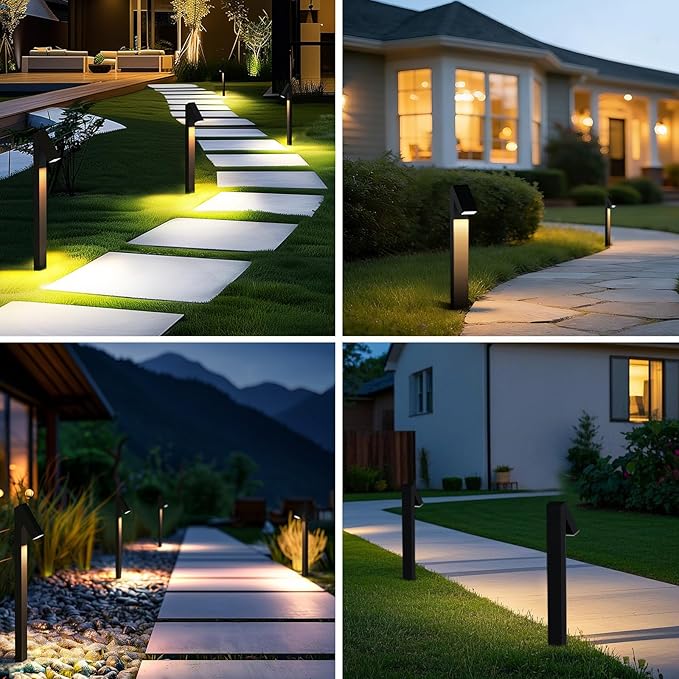 SOTTLOT Solar Walkway Light, Dimmable Metal Solar Pathway Light Outdoor IP65 Waterproof, 3000K 500LM Solars Yard Lights for Yard Garden Patio Landscape Lawn