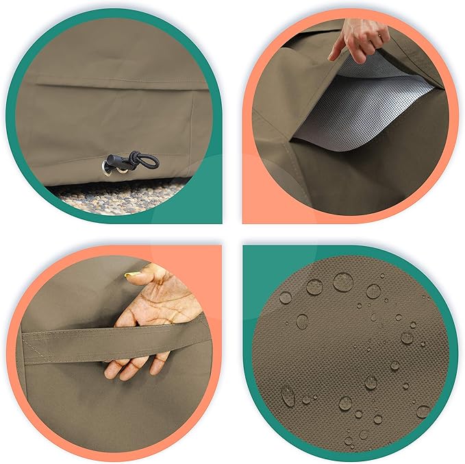 Covers & All Round Table Top Cover, 12 Oz Waterproof UV & Weather Resistant Patio Table Cover, Outdoor Table Cover for Patio Outdoor Furniture & Coffee Table (54" Dia x 4" H Inches, Beige)
