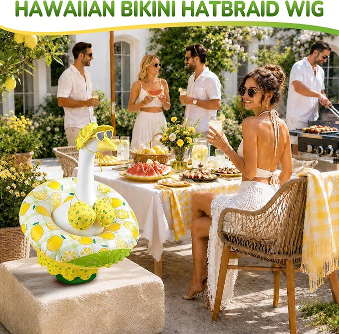 Porch Goose Summer Outfits 23 Inch - Hawaiian Bikini Lawn Goose Costume for Luau Party, Outdoor Garden Patio Yard Decor, Pool Party - Goose Clothes Durable Gift