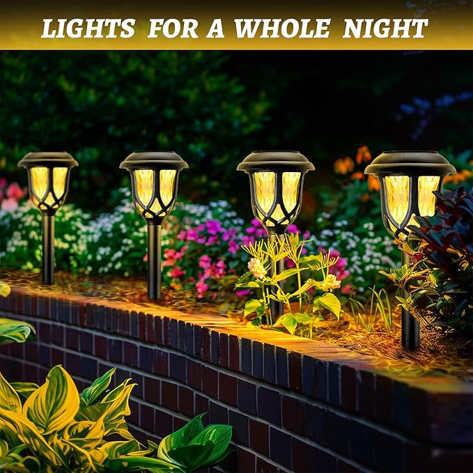 Anordsem Solar Garden Light Outdoor:6 Pack LED Waterproof Pathway Lighting - Uniquely Designed Modern Durable Decorative Lights for Lawns Walkways Backyards - Gifts for Gardening Enthusiasts