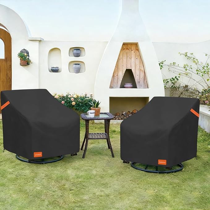 Outdoor Swivel Chair Cover 2 Pack,600D Heavy Duty 100% Waterproof Outdoor Chair Covers,Patio Furniture Covers for Swivel Patio Chairs,33" W x 35" D x 36" H,Black