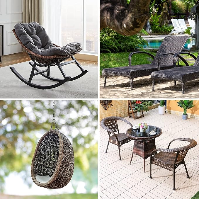 Wicker Repair Material, Flat Synthetic Rattan Weaving Material Plastic Rattan for Knit and Repair Chair Table,Storage Basket,Ect (Coffee Gradient A)