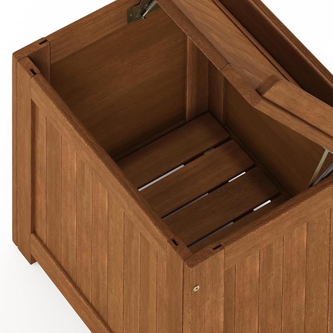Furinno TIOMAN Wood Outdoor Storage Box, Wooden Patio Deck Box, Garden Backyard Tool Storage, 21 x 23.7 x 16.5, for Balcony, Porch, Light Wood