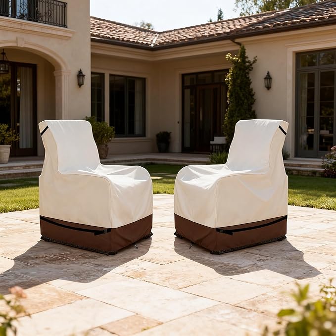 Outdoor Recliner Chair Covers 2 Pack, Patio Swivel Chair Covers, 600D Heavy Duty Waterproof Patio Rocking Chairs Cover, Outdoor Furniture Covers for All Weather Protection