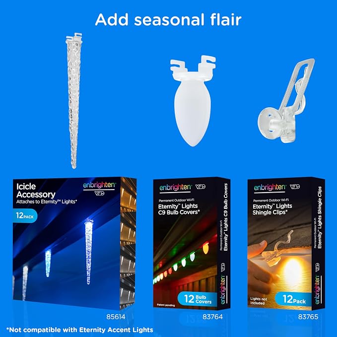 Enbrighten Eternity Permanent Outdoor Lights, 150ft, 108 Lights, Smart | Black Cord, RGBWIC LEDs, Weatherproof, Cuttable, Link to 200ft, Christmas, App Control, Works with Alexa & Google Home