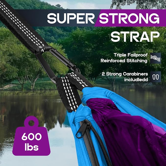 Camping Hammock Mosquito Net,Double & Single Portable Hammocks for Kids Hammocks with 2 Tree Straps,Hammock Tent for Travel Camping,Camping Accessories for Indoor Outdoor Hiking Backpacking