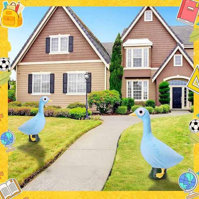Back to School Porch Goose Outifts Blue Bird Goose Clothes for 23 Inch Gooses Statue for Back to School World Book Day for Library Classroom Outdoor Lawn Decor