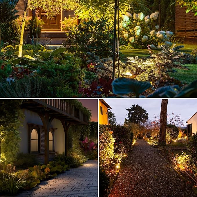 SUNTHIN Outdoor Landscape Spotlights, Dusk to Dawn Sensor Control, 16 Pack | IP65 Waterproof, Dimmable, Timable, Extendable, Auto on-off, Yard, Garden, Tree, Pathway, House Lighting