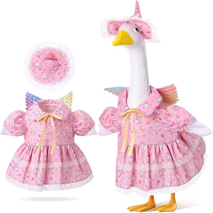 Porch Goose Outfit, 23" Porch Goose Clothes with Strawberry Skirt and Hat for Spring Summer Party Outdoor Patio
